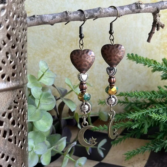 Hearts, Sun & Moon Boho Earrings - Picture 5 of 13